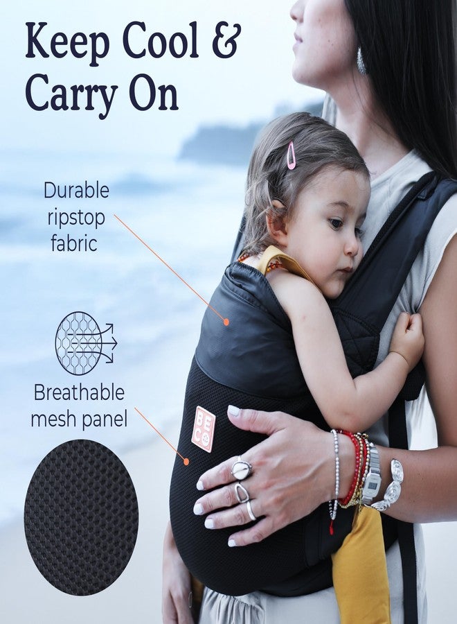 بيكو حاملة الأطفال والرضع Beco Fly Ultralite - حاملة أطفال صغيرة الحجم، قابلة للطي وخفيفة الوزن مع حقيبة حمل، يمكن حملها من الأمام أو الخلف في وضعية "M" الصحية (من 15 إلى 45 رطلاً) - أسود - Image 4